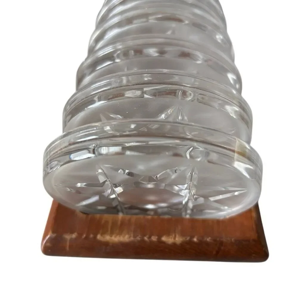 Set Of 6 Vintage Glass Drink Coasters In Wooden Holder